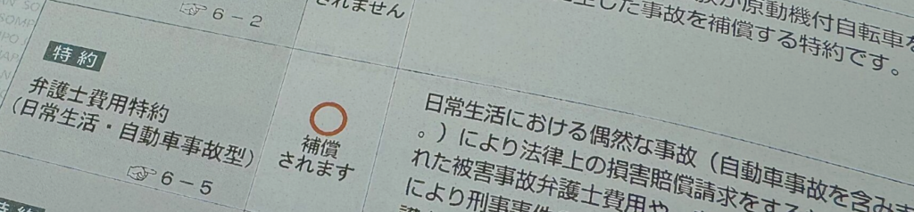 日本語の表で補償内容を説明。オレンジの円と『補償されます』の表示。